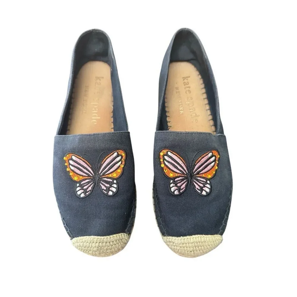 Kate Spade Aflutter Butterfly Embroidery Espadrille Flat Loafer Women Size 9B